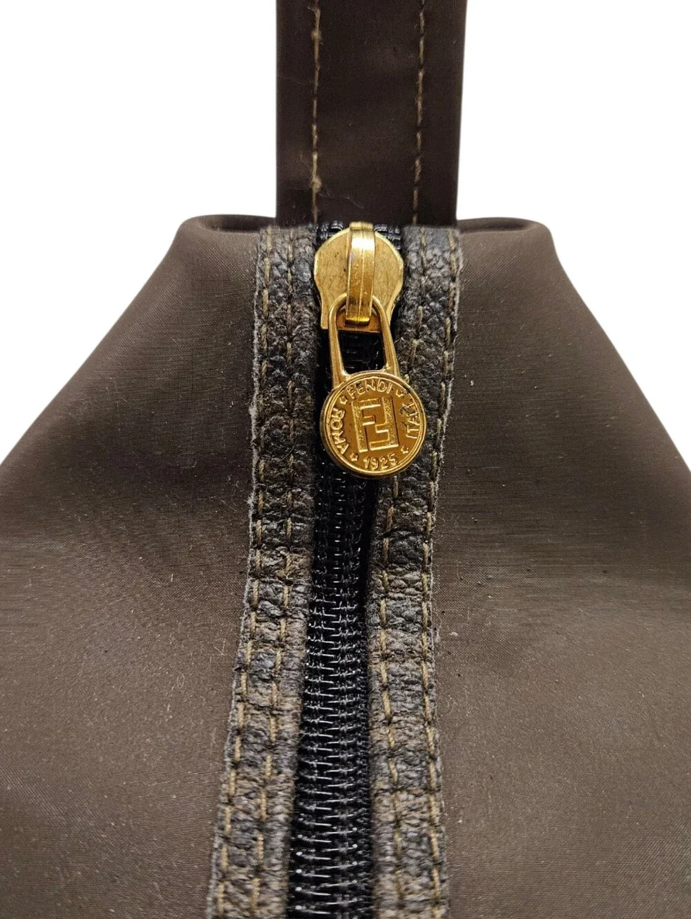 Fendi Pequin Nylon Vanity Bag In Brown Stripe With Gold Hardware